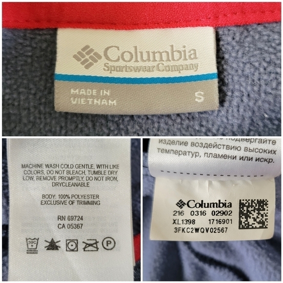 Columbia women's fleece lined mid-weight long sleeve hoodie blue spacedye size S - Picture 7 of 10